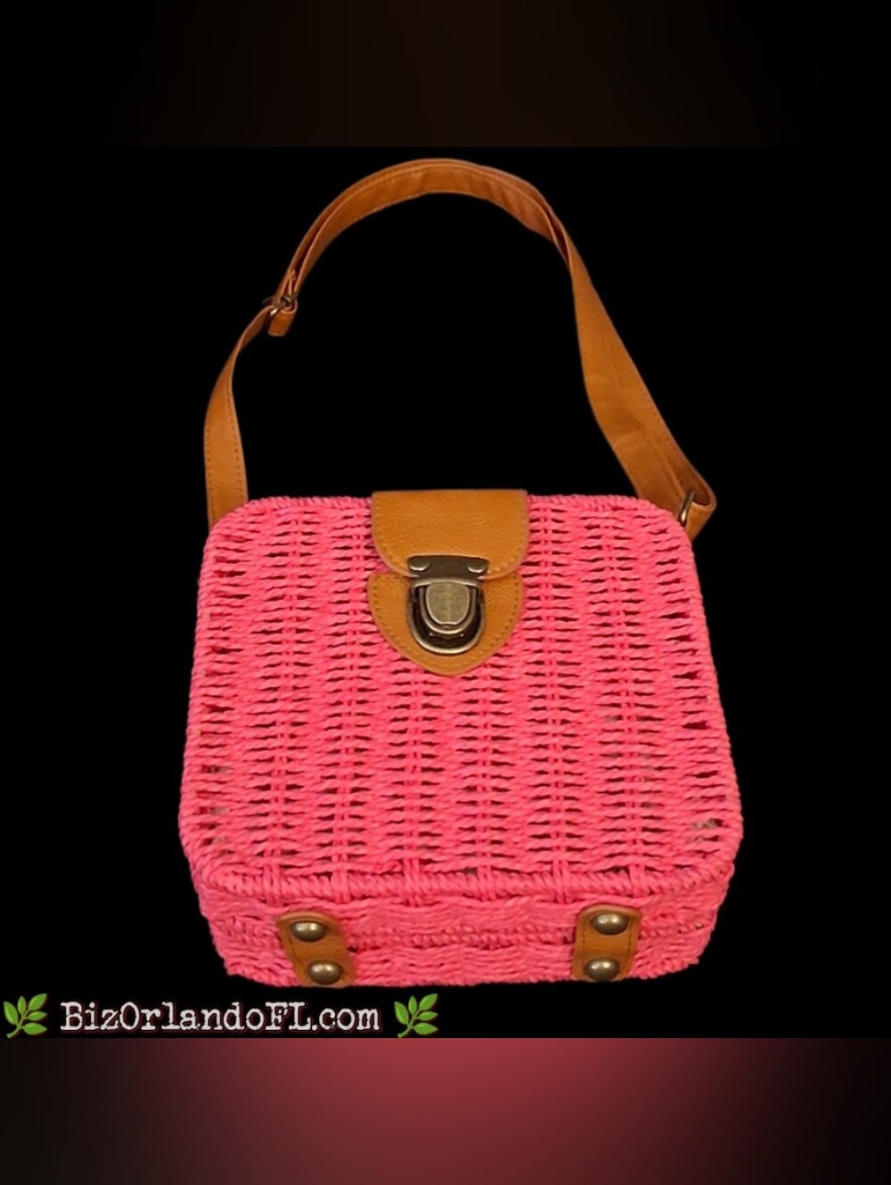 ARTISAN: Women's Handmade Cube Bohemian Boho Small Rattan Crossbody Bag Hot Pink